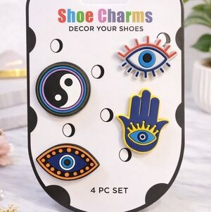 Evil Eye Shoe Charms Set (4pc) | Croc Charms | Hamsa Hand Yin Yang | Protective
